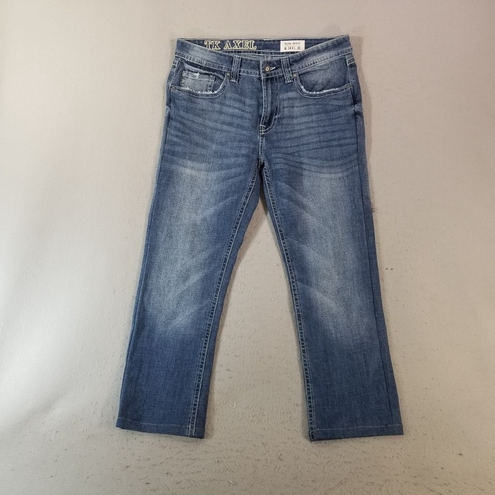 TK Axel jeans men's 34x28 slim fit bootcut blue stretch denim pants
